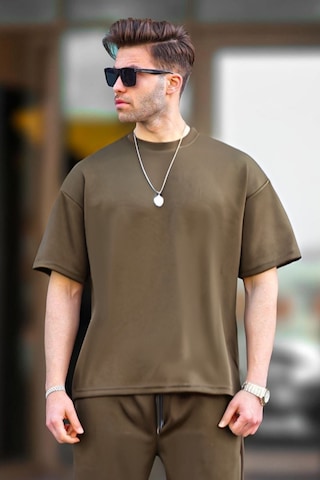 Flood Of Style Erkek Oversize Penye Rahat Yazlık Kısa Kollu Haki