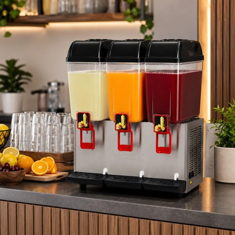 Hosk Limonata, Şerbet Makinesi, Soğuk İçecek Dispanseri, 3x20l, Fıskiyeli Model Çok Renkli