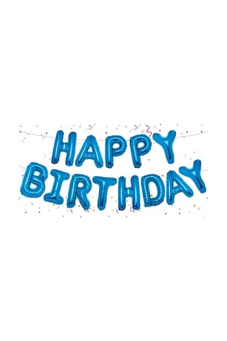 Mavi Happy Bırthday Folyo Balon Doğum Günü Partisi Mavi Renk Foly Karışık/Çok Renkli