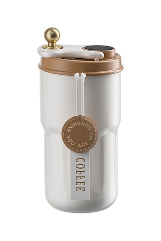 Sımıcg 420ml Kahve Termal Kupa Ekran Sıcaklığı Termos Bardak Beyaz