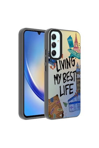 Samsung Uyumlu Galaxy A24 Kılıf Vibe Desenli Kamera Yükseltili Mat Parmak İzi Tutmayan Silikon Cherena Astronot