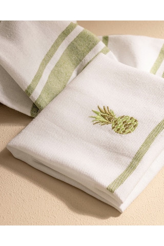 Grenade Nakışlı 2'li Pamuklu Kurulama Bezi - Beyaz/yeşil 8684427202180 Çok Renkli