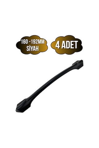 Ateş Siyah Metal Dolap Kulpu Mobilya Ve Mutfak Dolap Kulpu Siyah 160-192mm 4 Adet Siyah