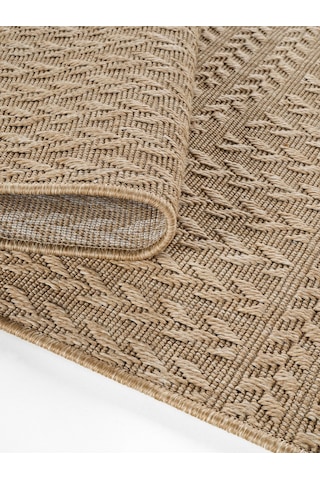 Sisaluna 4443 Bej Jüt Tabanlı Modern Dokuma Kilim Sisal Hasır Halı Bej