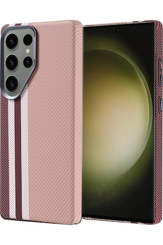 Galaxy Uyumlu S25 Ultra Kılıf Magsafe Şarj Özellikli Karbon Fiber Görünümlü Nekst K Altın Altın