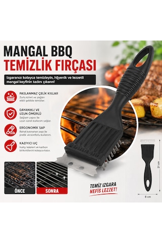 Profesyonel Çelik Telli Mangal Temizleme Fırçası Ve Izgara Kazıyıcı Aparatı