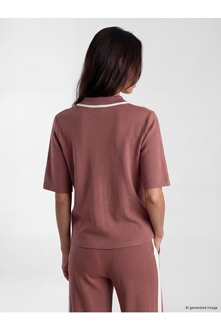 Lcw Everyday Pembe Polo Yaka Soft Touch Kadın Tişört