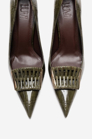 Luvishoes Guernı Yeşil Baskı Kadın Topuklu Ayakkabı Yeşil