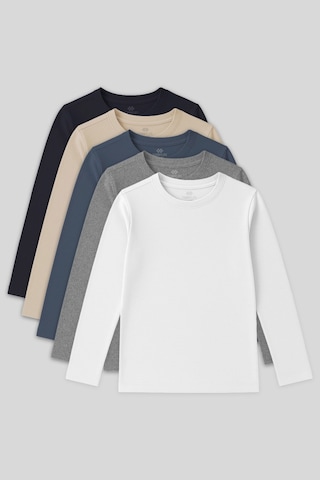 Standart Fit Basic O Yaka 5li Paket Unisex Çocuk T-shirt - 11329 Beyaz-krem-lacivert