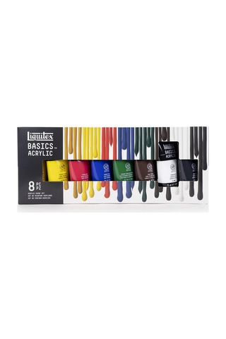 3699396 Basics Akrilik Boya Seti 8 X 75 Ml Tüpler, Işığa Dayanıklı Sanatçı Akrilik Boyaları, Parlak Renkler, Tuval, Akrilik Boyama, Karışık Medya Ve Yaratıcı Projeler İçin İdeal