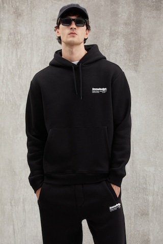 Grimelange Martel Erkek Yumuşacık Içi Polarlı Baskılı Regular Kordonlu Siyah Sweatshirt