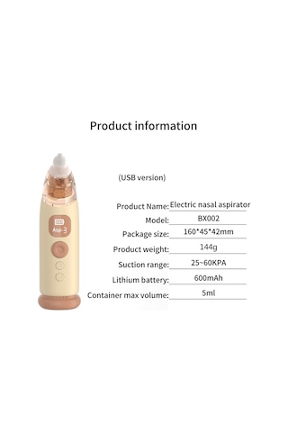 Konesam Yenidoğan Bebekler İçin 3 Kademeli Emiş Gücüne Sahip Elektrikli Burun Aspiratörü, Usb Şarjlı, 3 Silikon Uçlu