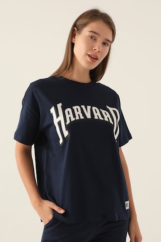 Harvard Patterned Lacivert Kadın T-shirt 5274-42834 Lacivert