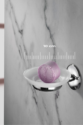 Krom Kaplama Yapışkanlı Mat Plastik Banyo / Tuvalet Katı Sabunluk S-104