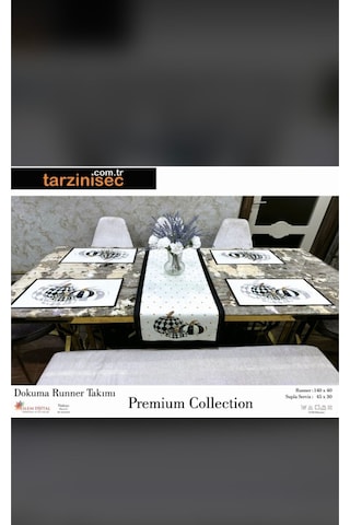 Balkabağı Desenli Runner Takımı 40 X 140 Renkli