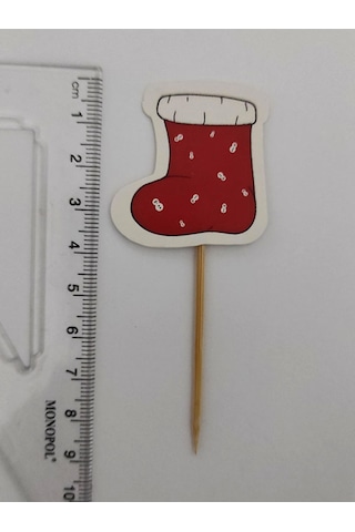 30 Adet Dekoratif Karton Noel Çorabı Şeklinde Yılbaşı Kürdanı 6,5 Cm