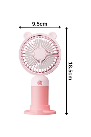 Taşınabililir Mini Usb Şarjlı 3 Kademeli El Masaüstü Vantilatör Fan Soğutucu Ym88216 Pembe