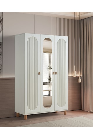 Pema Home Peri %100 Mdf Membran 3 Kapaklı Dolap Gardırop