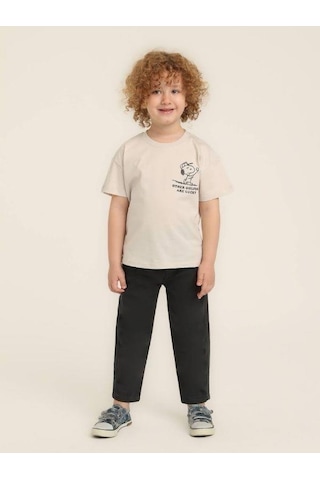 Jack Lions Erkek Bebek Pamuklu Snoopy Baskılı Tshirt-15640 Ekru