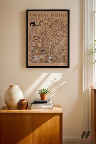 Gustav Klimt Desen Posteri, Siyah Çerçeveli Duvar Tablosu - Sanatsever Hediyesi