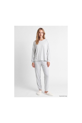 Lc Waikiki Alıta Cıty Farkıyla Lcw Dream Gri Penye Düz Uzun Kollu Kadın Pijama Takım Gri - 929503354 Gri