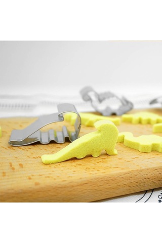 6pca/set Dinozor Kek Modu Bisküvi Kesme Kurabiye Kalıbı - Gümüş