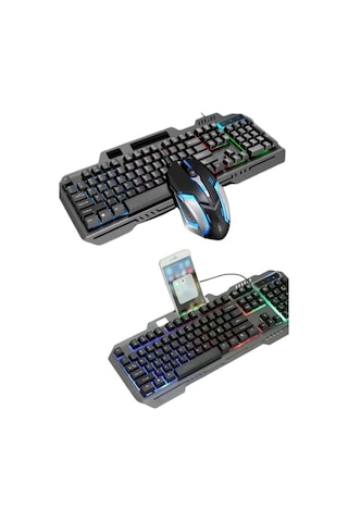 Rgb Işıklı Gaming Oyuncu Klavye Q Klavye Mouse Hediyeli