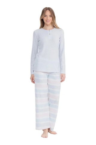 U.S. Polo Assn. 17096 Kadın Gri Uzun Kollu Patlı Pijama Takım Gri