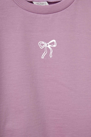 Defacto Kız Bebek Bisiklet Yaka İçi Yumuşak Tüylü Baskılı Sweatshirt E8352a525aupr61 Mor