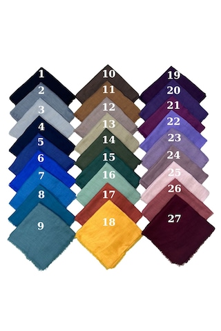 Özense 27 Adet Her Renkten 1 Tane Kombin Veya Hediyelik Düz Flamlı Pamuklu 100x100 Cm Eşarp Karışık-cont19