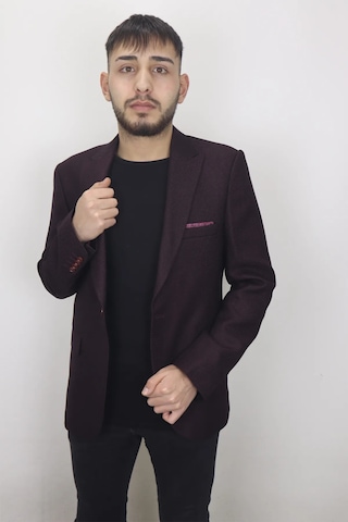 Dmctekstil Duayen Erkek İtalyan Kesim Dar Kalıp Tek Düğme Yazlık Blazer Ceket Bordo