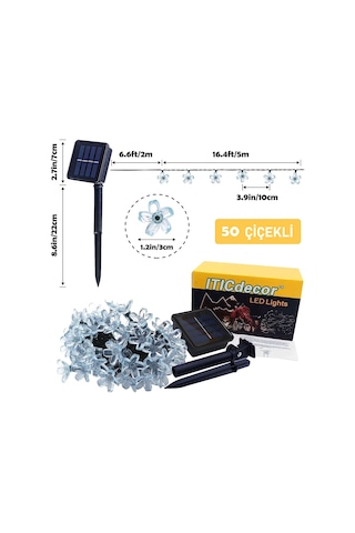 Güneş Enerjili Bahçe Lambası 12 Mt 2li Paket Renkli Çiçek Solar