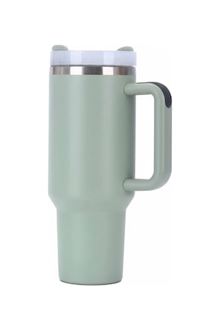 Perlotus 1200 Ml Pipetli Termos Matara Çift Katman Çelik, 6 Saat Soğuk Tutma Sızdırmaz Yeşil