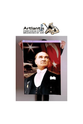 Atatürk Baskılı Türk Bayrağı 150x225 Cm 1 Paket Bayraklı Atatürk Posteri Dijital Baskı Raşel Kumaş İç Ve Dış Ortama Uygundur 150 x 225 CM