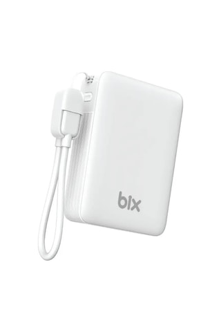 Bix Pb116 10000mah Pd20w Hızlı Şarj Dahili Type-c Kablolu Mini Powerbank Led Ekranlı Type-c & Usb-a Beyaz
