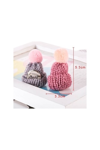 Flybuy Yumağı Tüy Sevimli Şarap Şapka Rozet Pins Örgü Mini Kırmızısı Kazak Broş Adet 12 Ff Çok Renkli