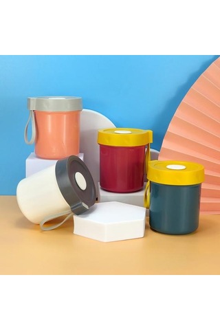 Pembe 450 Ml Kahvaltı Fincan Toz Geçirmez Büyük Kapasiteli Taşınabilir Yulaf Ezmesi Bardağı Tahıl Yoğurt Kapaklı Kupa