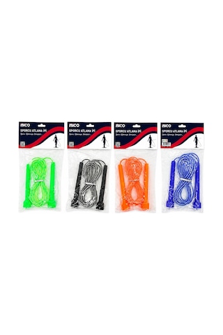 İbico İ19-016 Atlama İpi Sayaçlı Renkli Silikon İp Süngerli Renkli Plastik Tutacak - 12'li Paket