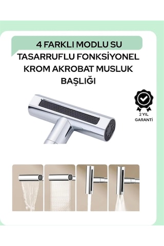 Çok Fonksiyonlu Musluk Başlığı 4 Su Modu Geniş Uyumlu Adaptör Seti Mutfak Ve Banyo Uyumlu Çok Renkli