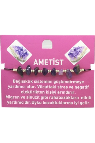 Tesbihane Makrome Örgülü Basic Model Ametist Doğaltaş Kadın Bileklik Çok Renkli