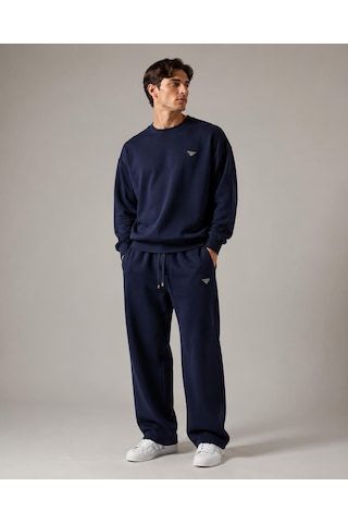 Stormwear Erkek Oversize Bisiklet Yaka Sweatshirt Bol Paça Eşofman Takımı - Yumuşak Doku Wide Leg İkili Takım Lacivert Stormwear Erkek Oversize Bisiklet Yaka Sweatshirt Bol Paça Eşofman Takımı - Yumuşak Doku Wide Leg İkili Takım Lacivert