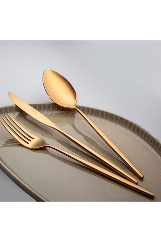 Jumbo 5900 Infinity Titanyum Bronz 12 Kişilik 84 Parça Çatal Kaşık Bıçak Takımı Titanyum Bronz