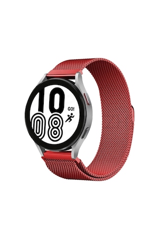 Mey İthalat Samsung Galaxy Watch 4 Metal Mıknatıslı Kordon - Kırmızı