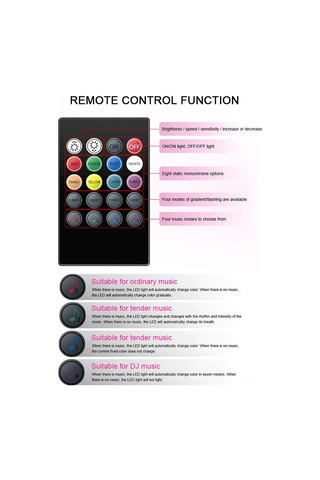 Yaozixa Araba Işıklı Dekorasyon Seti - 4 Şeritli Rgb Led, 12v Çıkışlı, Uzak Kumanda Ve Ses Kontrolü, Kolay Kurulum