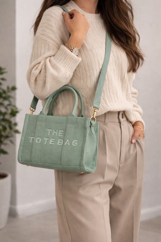 Alyora Mint Yeşili Mini Tote Çanta Şık & Günlük Omuz Çantası Yeşil