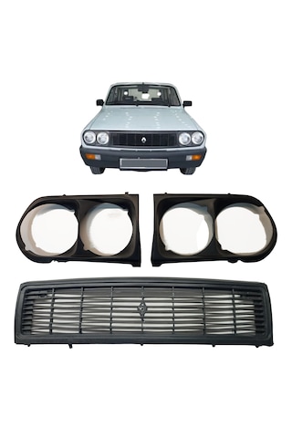 Renault 12 Toros Far Çerçeveleri + Ön Panjur Set Halinde 3 Parça 3'lü Komple Takım