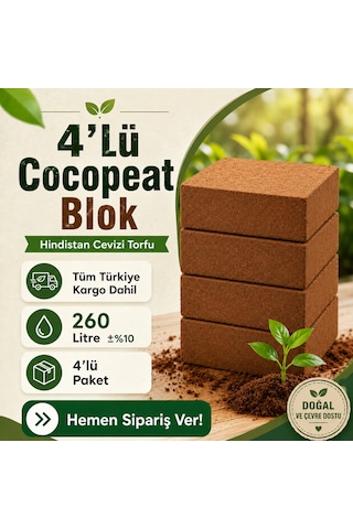 4'lü Sıkıştırılmış Cocopeat Kokopit Blok - 20 Kg 260 Litre 1 4'lü Sıkıştırılmış Cocopeat Kokopit Blok - 20 Kg 260 Litre 1
