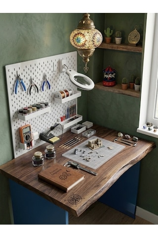 Ikea Skadis Uyumlu Beyaz Delikli Pano Duvar Organizeri Farklı Ebatlar 76 x 56 CM