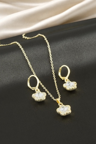Zenviac456 Yıldız Taşlı Set Kolye Zenviac45678 Sarı
