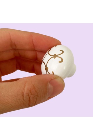 15 Adet Defne Altın Çizgili Beyaz Polimer Düğme Kulp Mantar Mobilya Mutfak Dolabı Çekmece Kulbu Kulpları